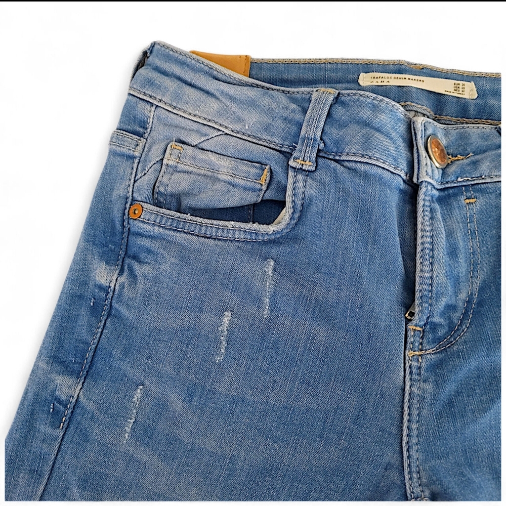 Zara Skinny Jeans Womens Light Blue Wash Size 2 Straight Leg - Picture 9 of 12